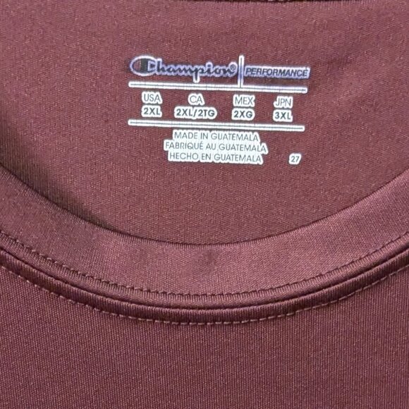 3/$15** Men's Maroon Champion Performance Tee, 2XL - Picture 3 of 5